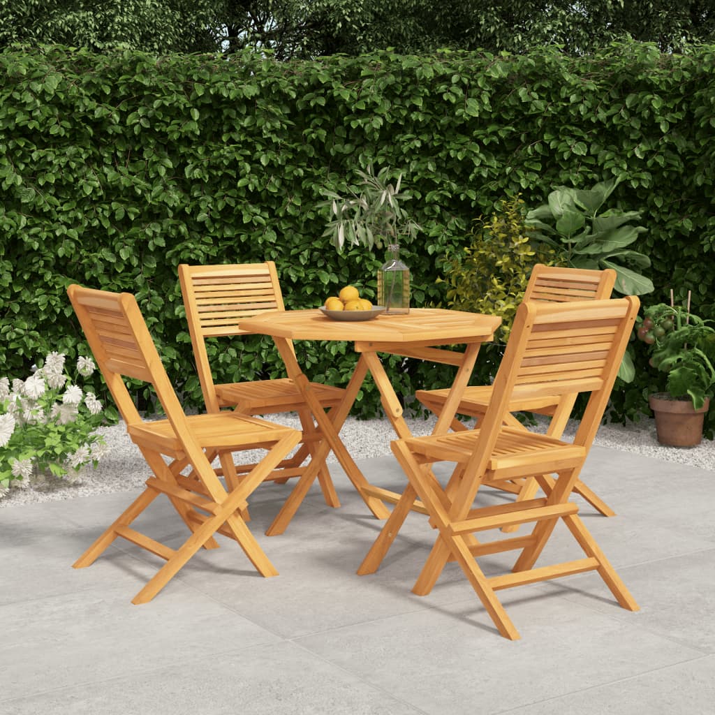 Berkfield 5 Piece Garden Dining Set Solid Wood Teak