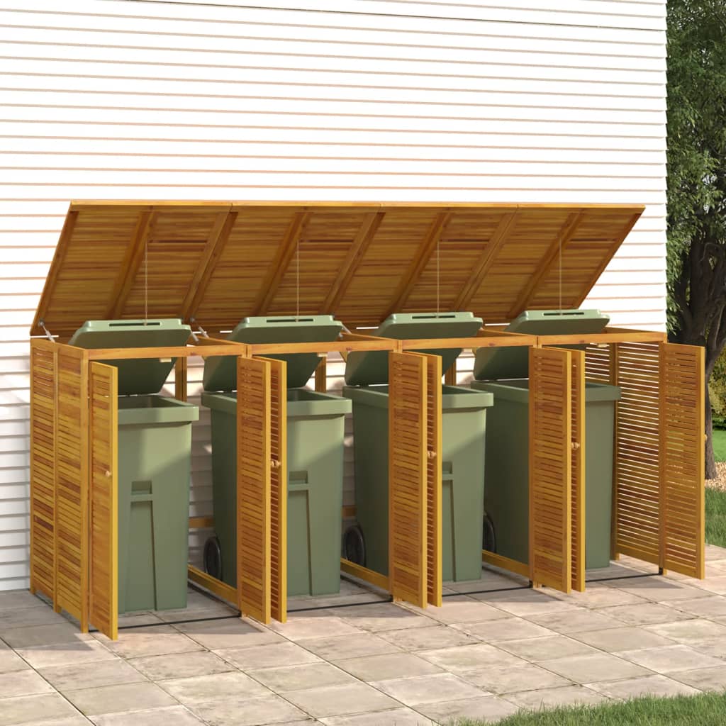 Berkfield Quadruple Garbage Bin Shed 280x89x117 cm Solid Wood Acacia