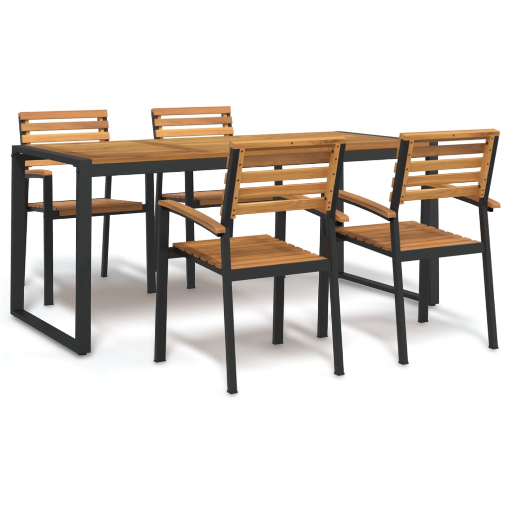 Berkfield 5 Piece Garden Dining Set Solid Wood Acacia and Metal