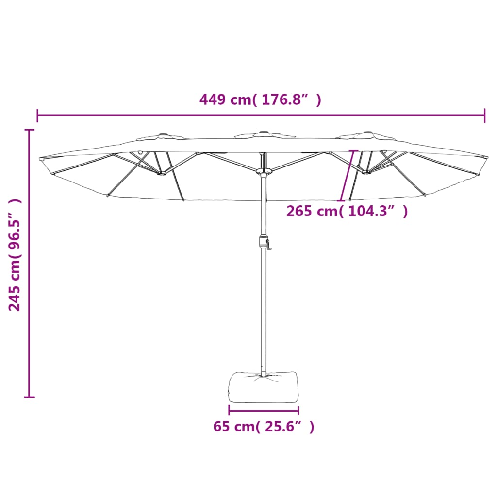 Berkfield Double-Head Parasol Bordeaux Red 449x245 cm