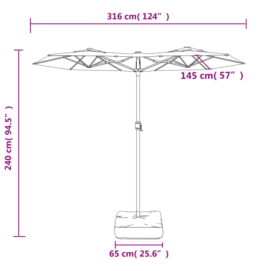 Berkfield Double-Head Parasol Sand White 316x240 cm