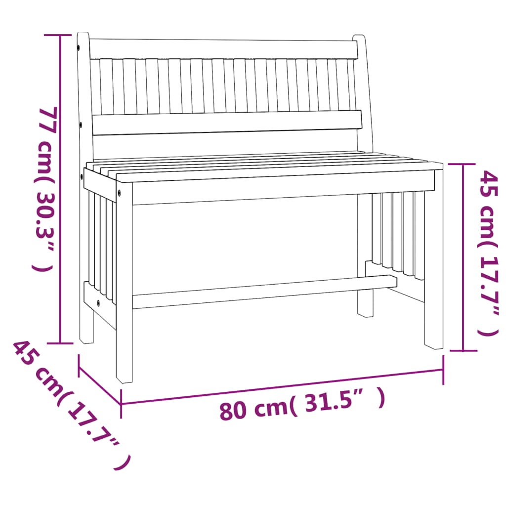 Berkfield Garden Bench 80 cm Solid Wood Eucalyptus