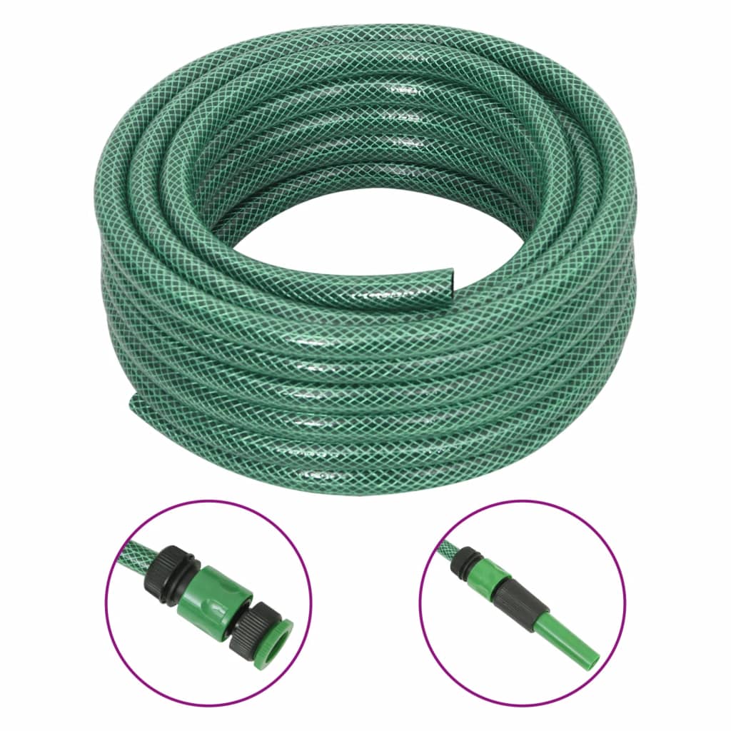 Berkfield Garden Hose with Fitting Set Green 0.6" 50 m PVC