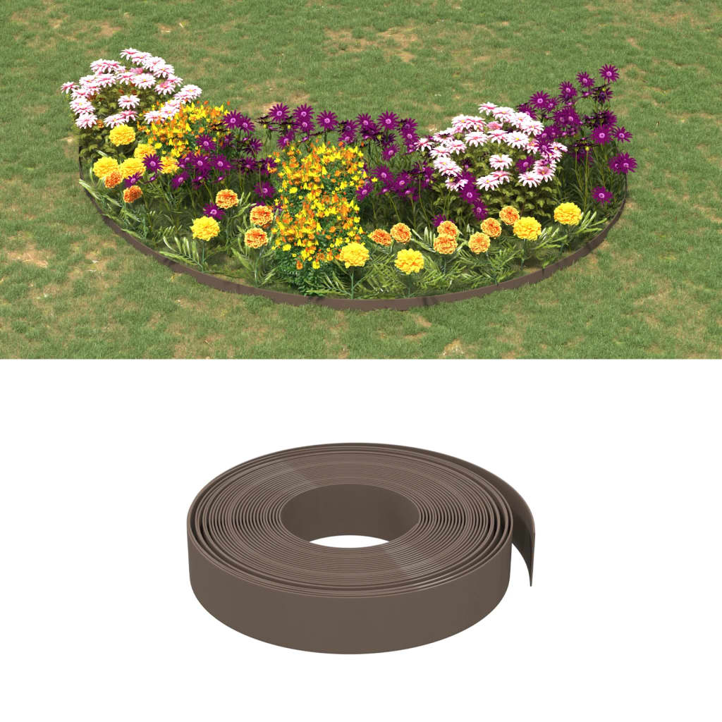 Berkfield Garden Edgings 4 pcs Brown 10 m 10 cm Polyethylene