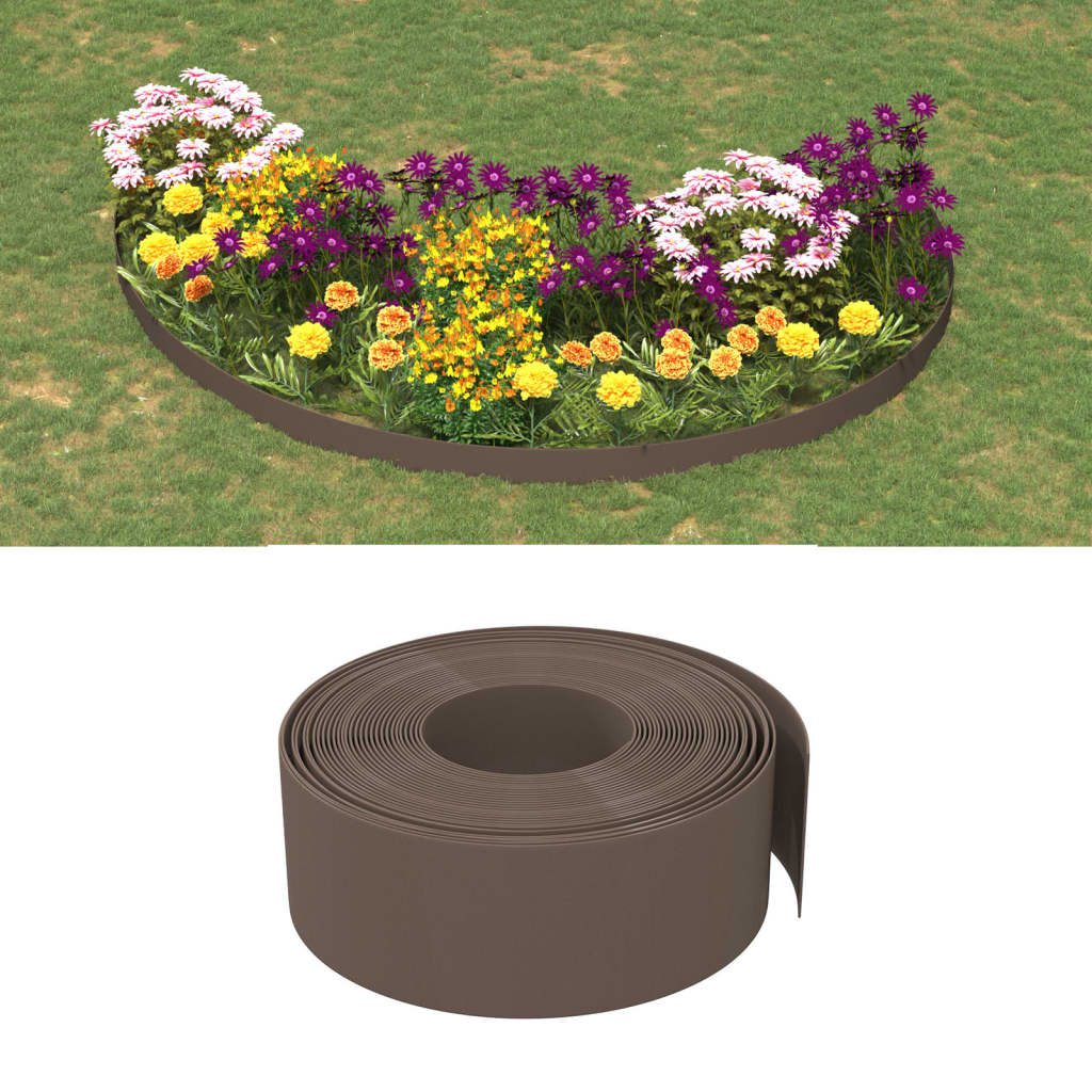 Berkfield Garden Edgings 5 pcs Brown 10 m 20 cm Polyethylene