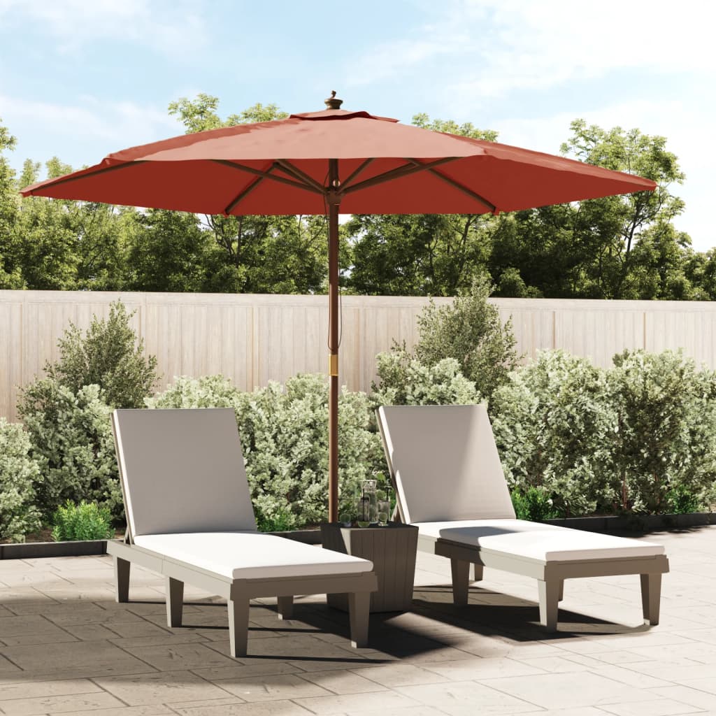 Berkfield Garden Parasol with Wooden Pole Terracotta 299x240 cm