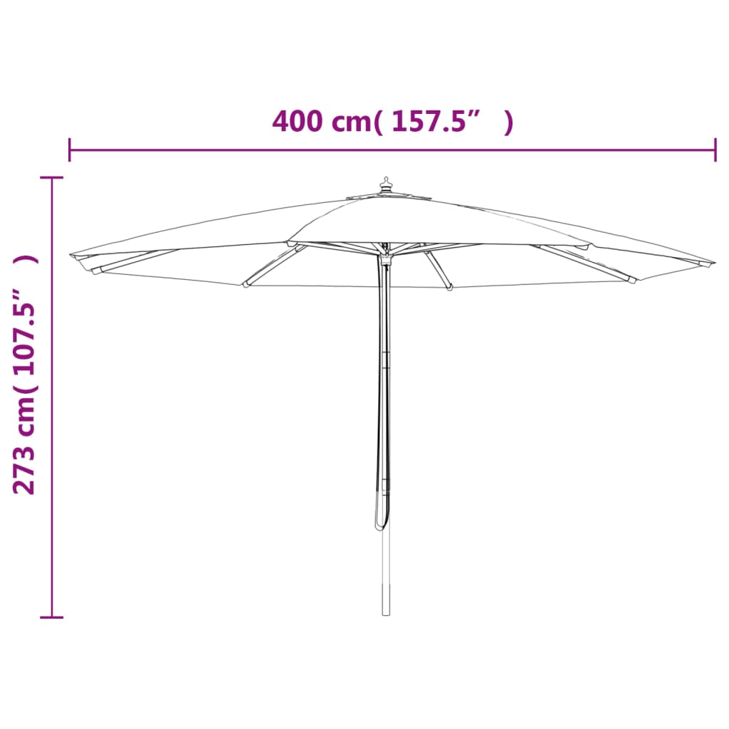 Berkfield Garden Parasol with Wooden Pole Taupe 400x273 cm