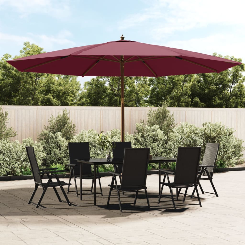 Berkfield Garden Parasol with Wooden Pole Bordeaux Red 400x273 cm