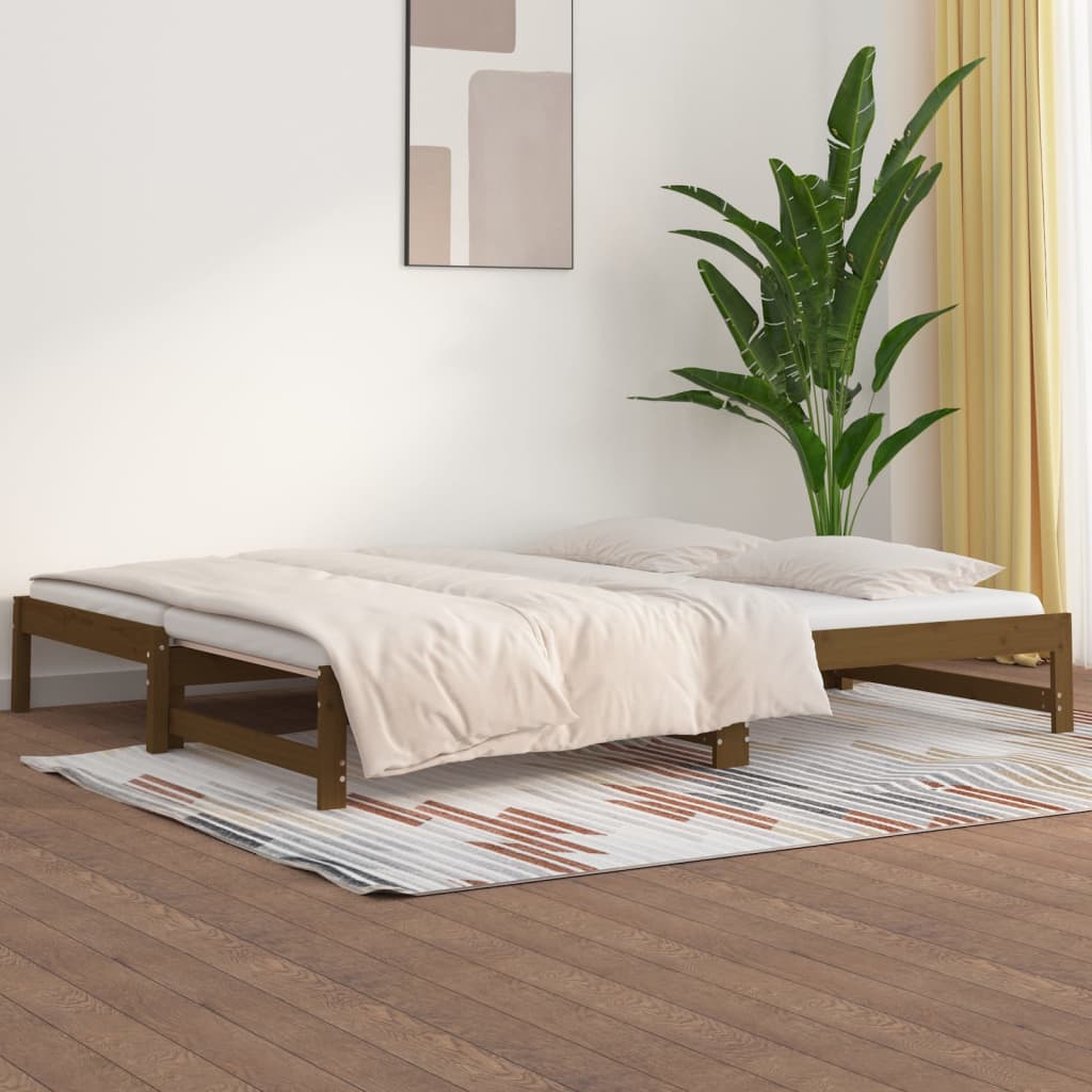 Berkfield Pull-out Day Bed Honey Brown 2x(90x200) cm Solid Wood Pine
