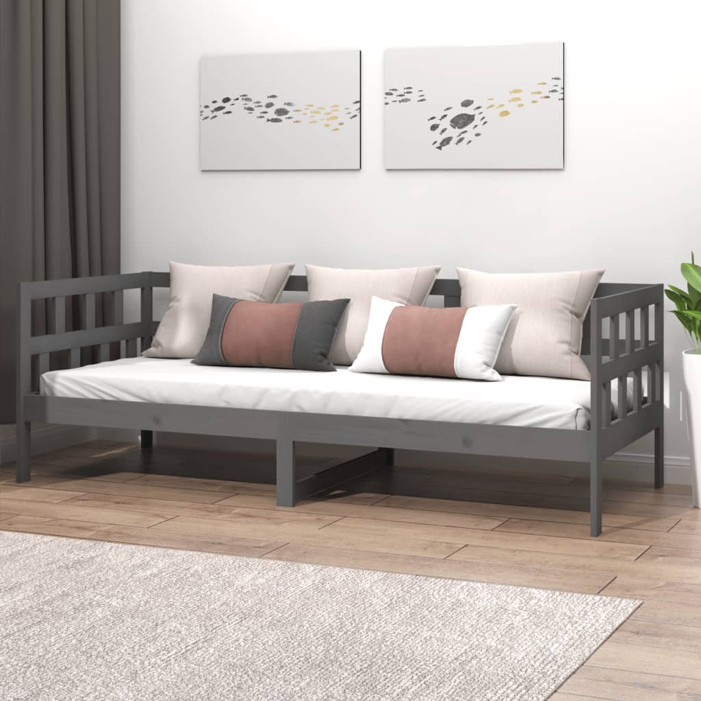 Berkfield Day Bed Grey Solid Wood Pine 90x200 cm