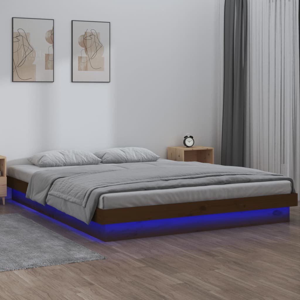 Berkfield LED Bed Frame Honey Brown 120x200 cm Solid Wood