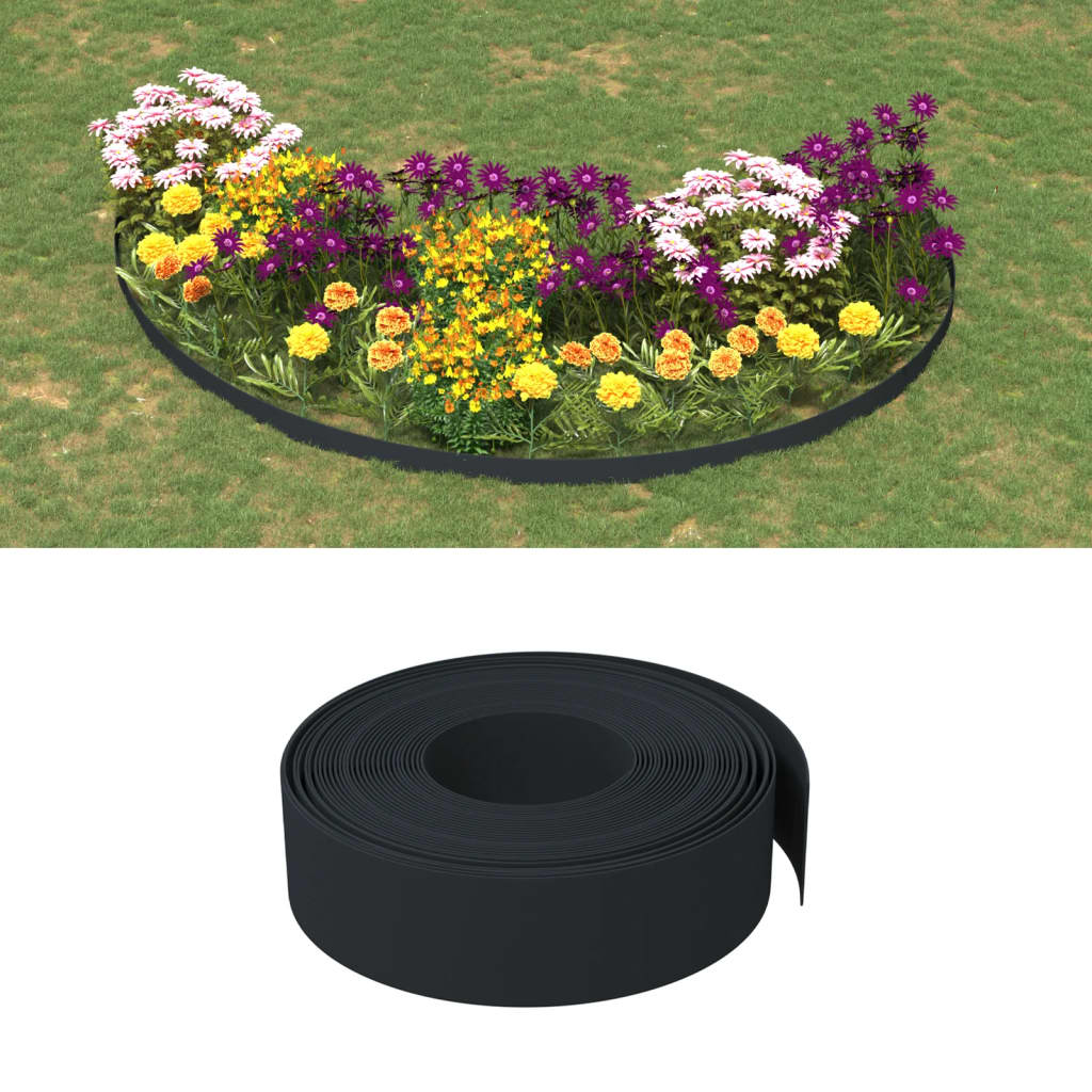Berkfield Garden Edging Black 10 m 15 cm Polyethylene