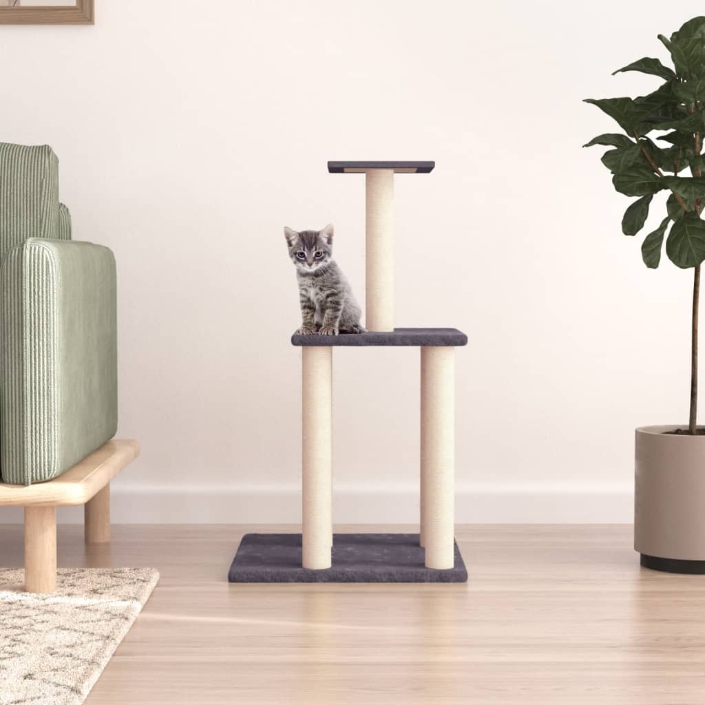 Berkfield Cat Tree with Sisal Scratching Posts Dark Grey 85.5 cm