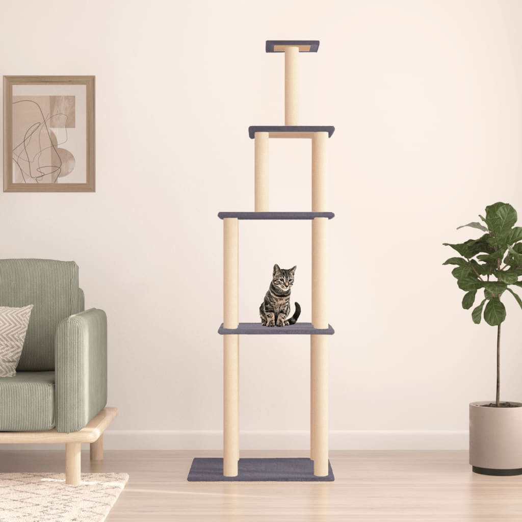 Berkfield Cat Tree with Sisal Scratching Posts Dark Grey 183 cm