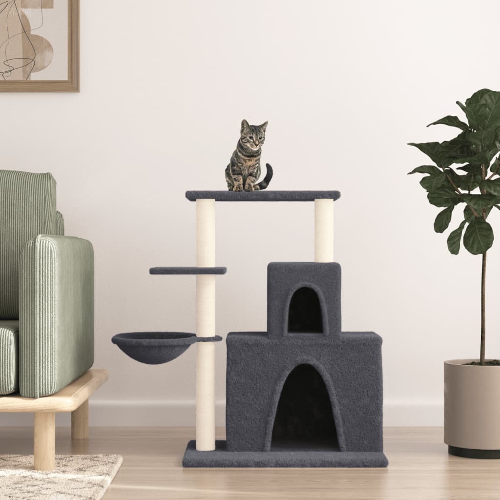 Berkfield Cat Tree with Sisal Scratching Posts Dark Grey 83 cm