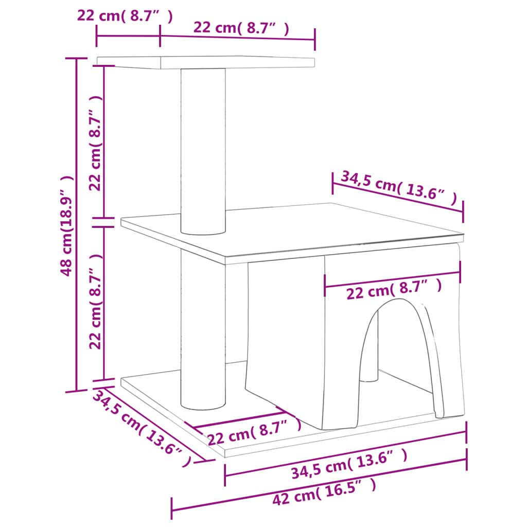 Berkfield Cat Tree with Sisal Scratching Posts Light Grey 48 cm