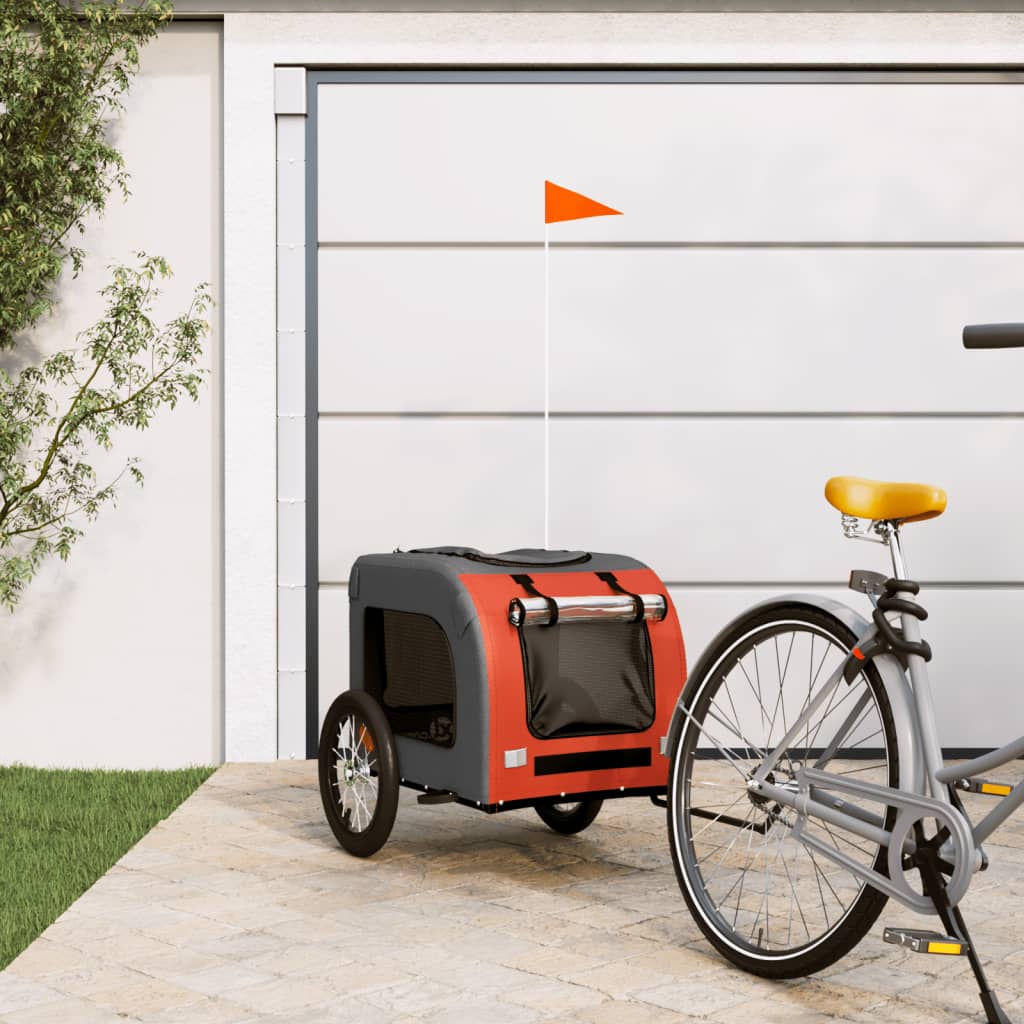 Berkfield Dog Bike Trailer Orange and Grey Oxford Fabric and Iron