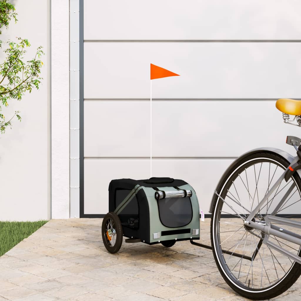 Berkfield Dog Bike Trailer Grey and Black Oxford Fabric and Iron
