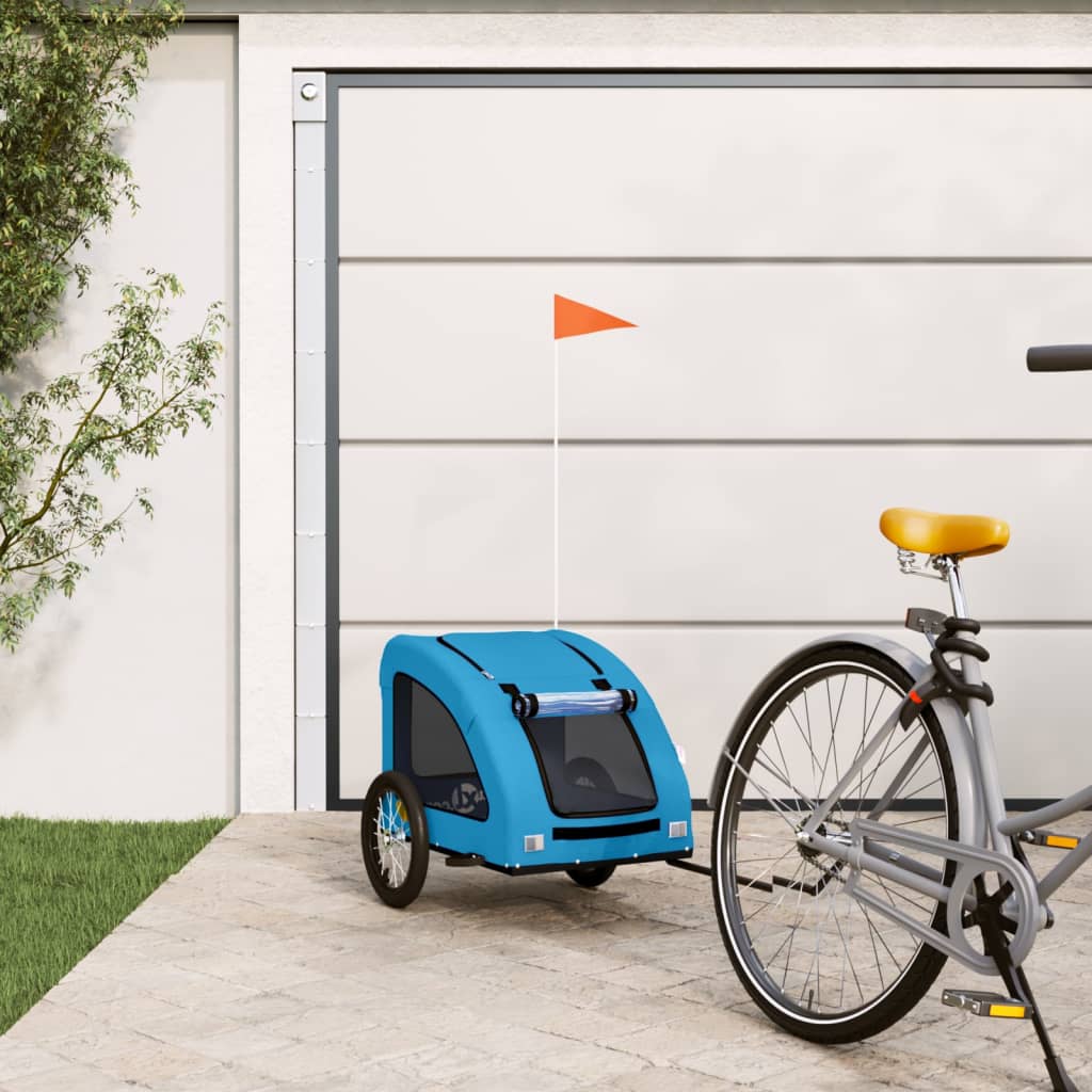 Berkfield Dog Bike Trailer Blue Oxford Fabric and Iron