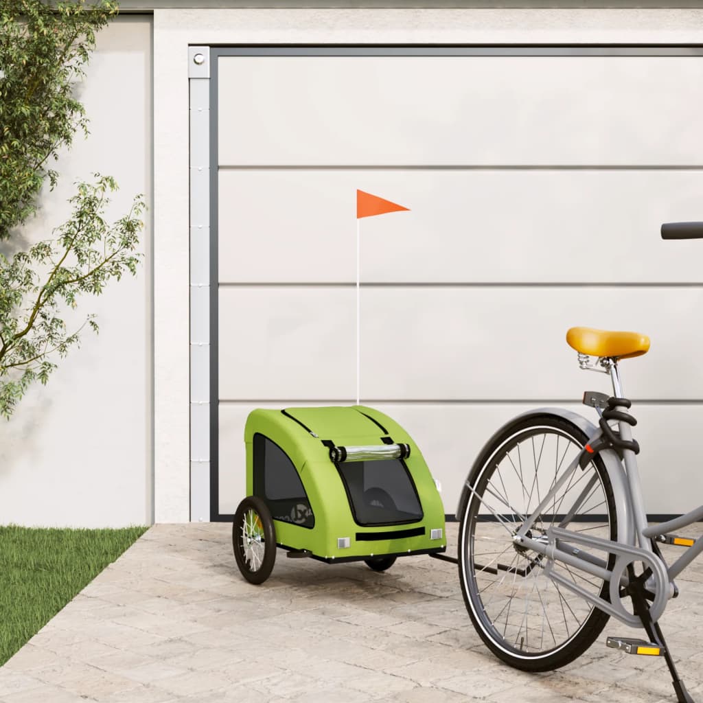 Berkfield Dog Bike Trailer Green Oxford Fabric and Iron