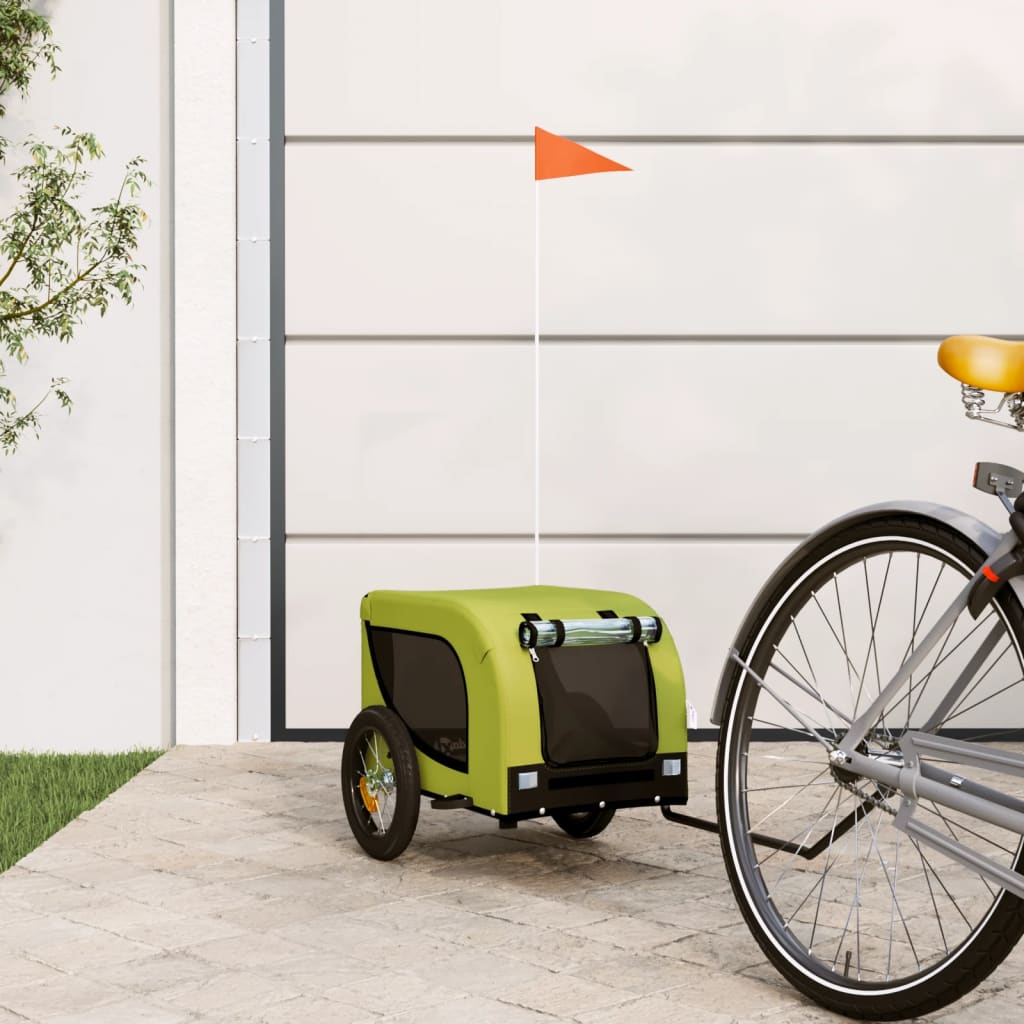Berkfield Dog Bike Trailer Green and Black Oxford Fabric and Iron