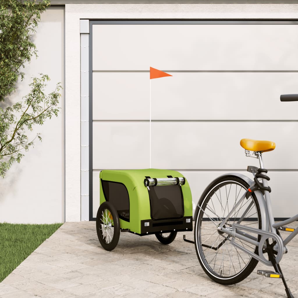 Berkfield Dog Bike Trailer Green and Black Oxford Fabric and Iron