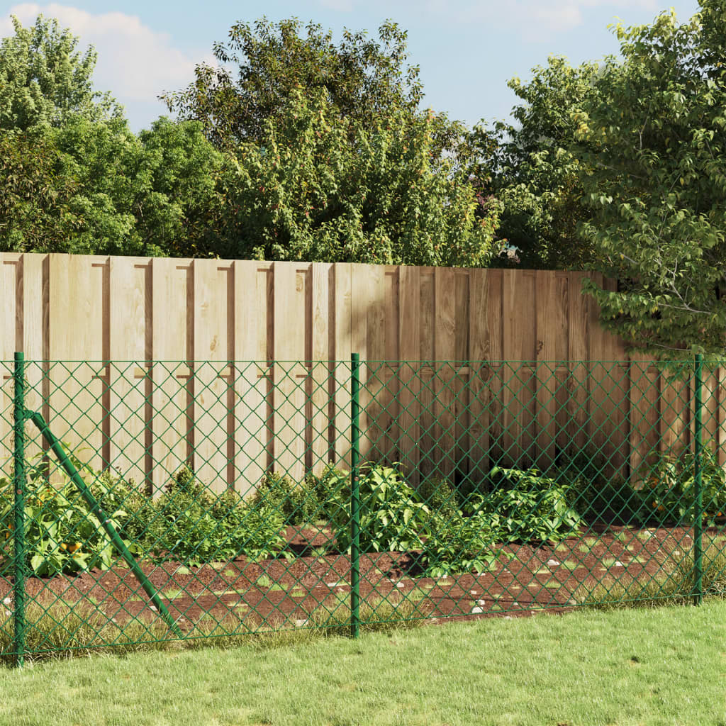 Berkfield Chain Link Fence Green 0.8x10 m