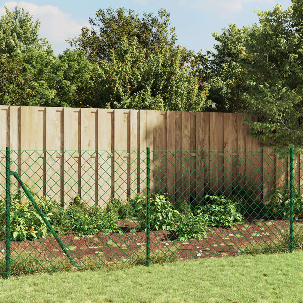 Berkfield Chain Link Fence Green 0.8x25 m