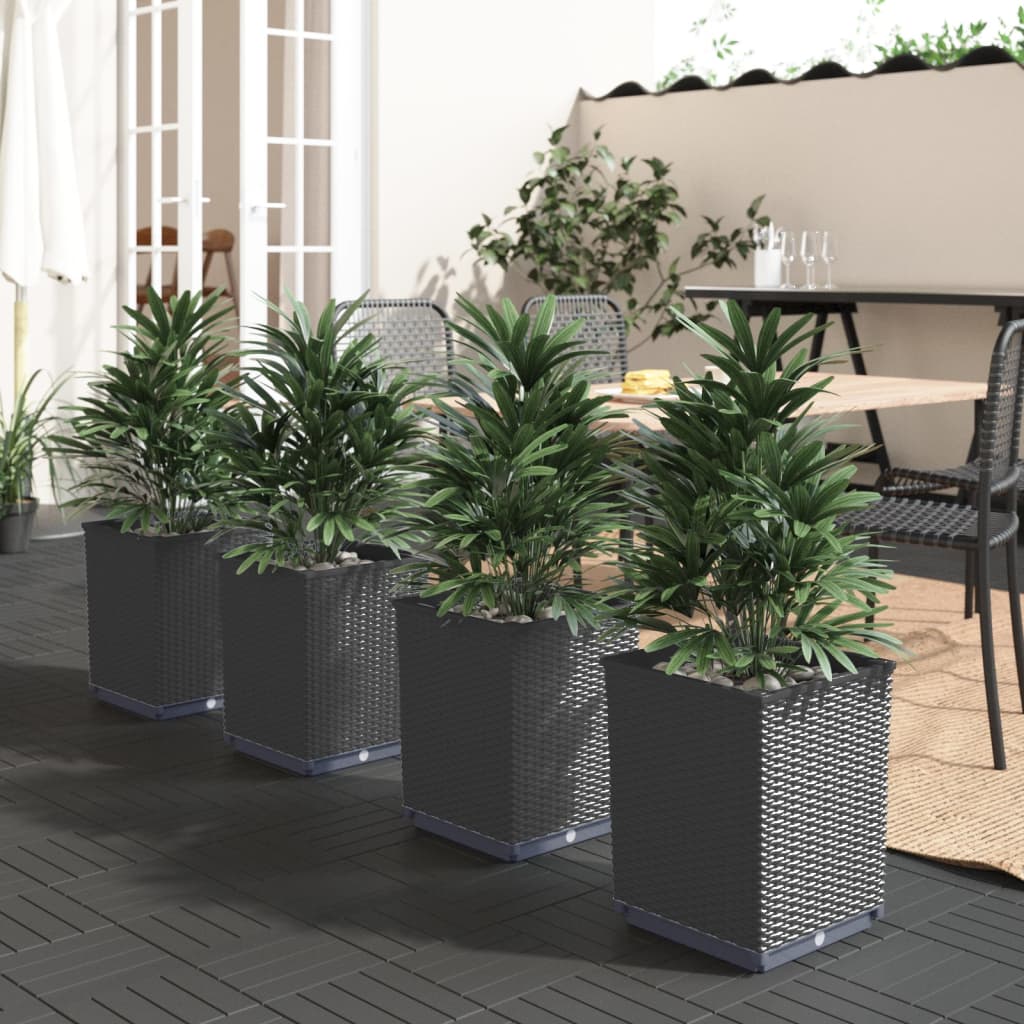 Berkfield Planters 4 pcs Black 30x30x37 cm Polypropylene