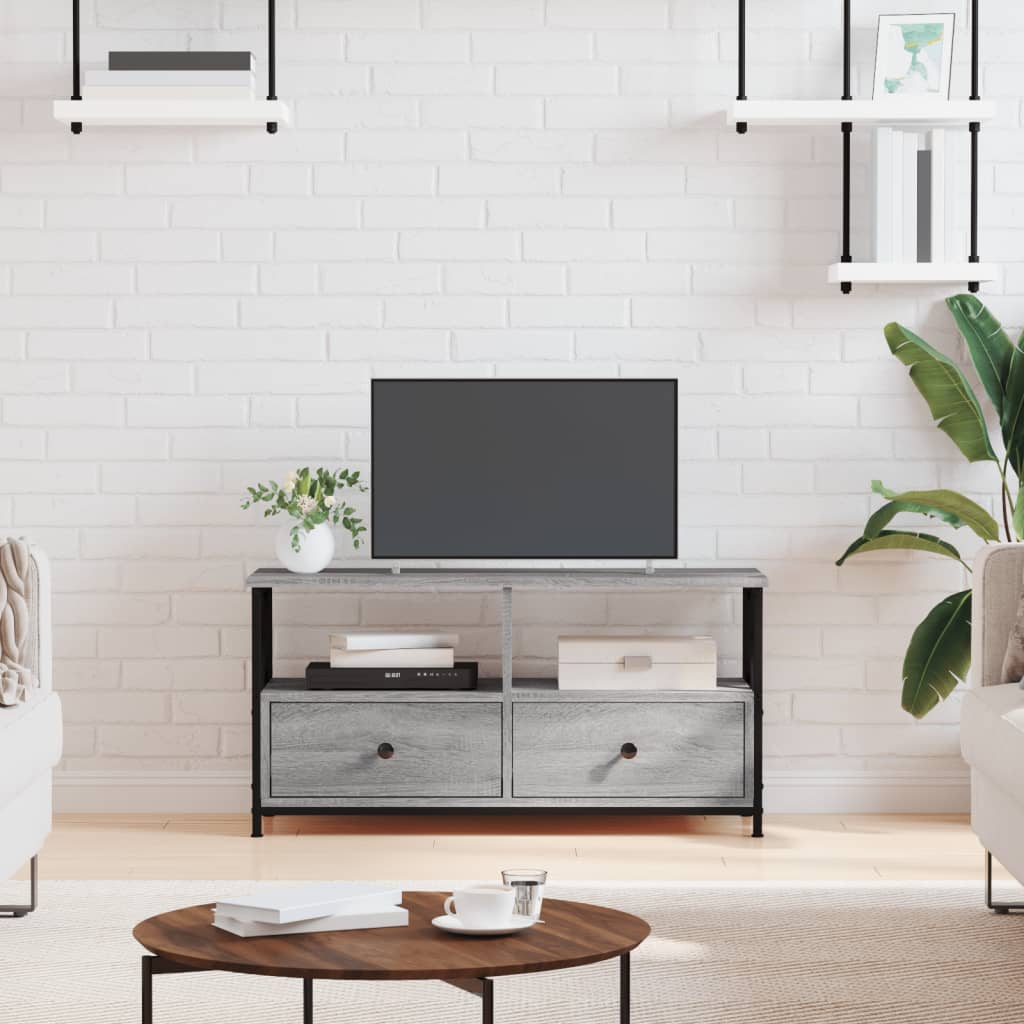 Berkfield TV Cabinet Grey Sonoma 90x33x45 cm Engineered Wood&Iron