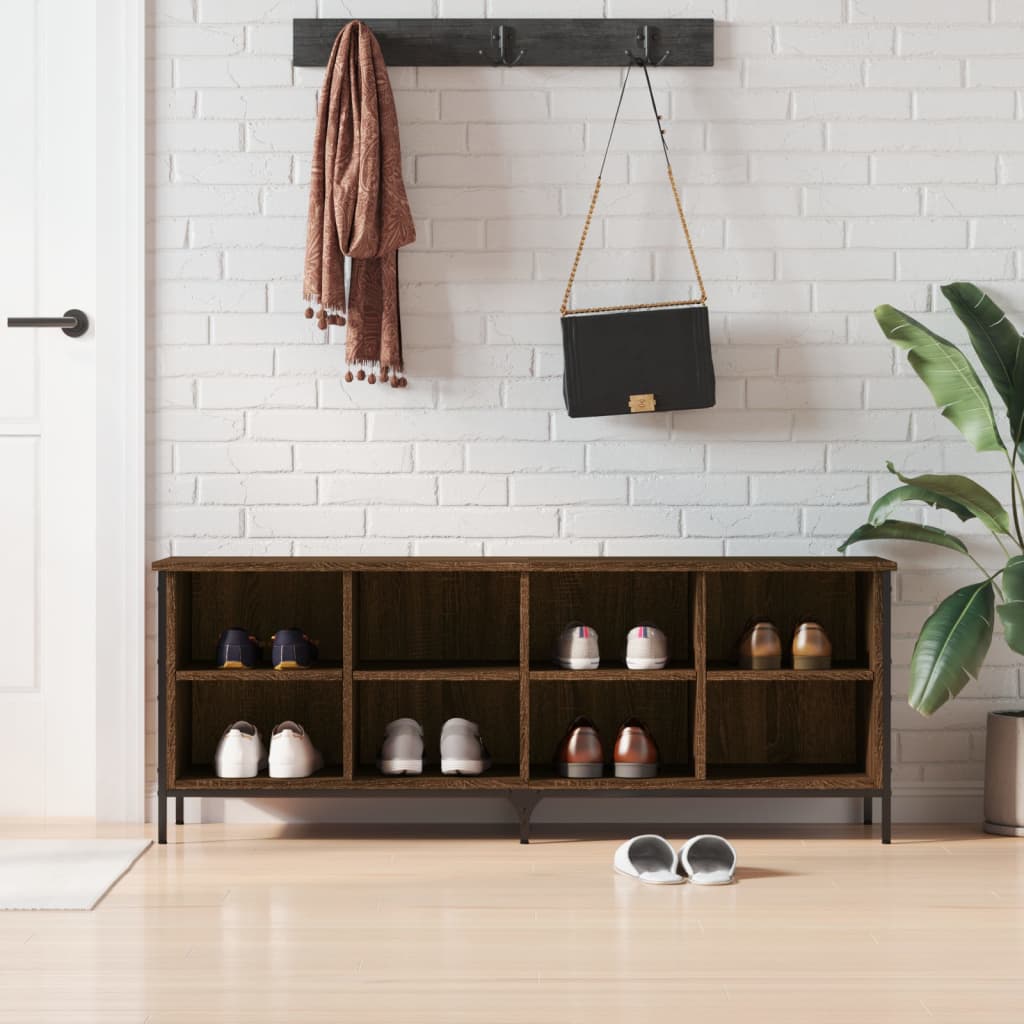 Berkfield Shoe Cabinet Brown Oak 131x35x50 cm Engineered Wood