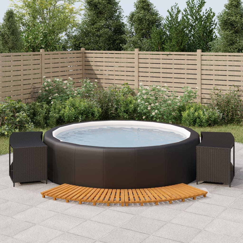 Berkfield Hot Tub Surround Black Poly Rattan and Solid Wood Acacia