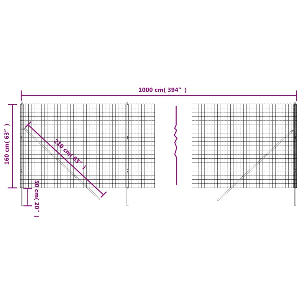 Berkfield Wire Mesh Fence Green 1.6x10 m Galvanised Steel