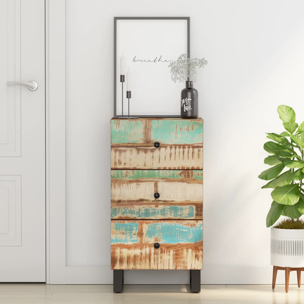 Berkfield Sideboard with 3 Drawers 40x33.5x75 cm Solid Wood Reclaimed