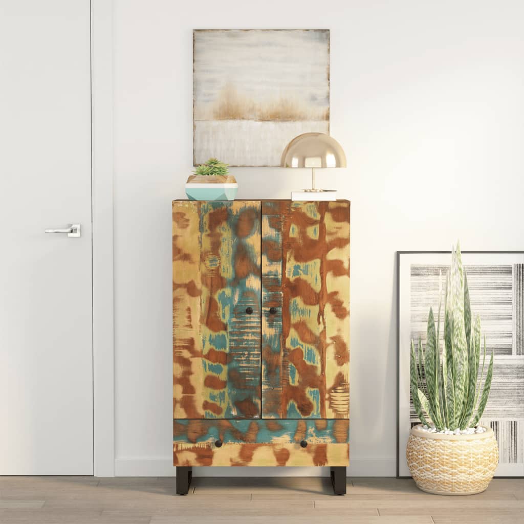 Berkfield Highboard with Drawer 60x33x100 cm Solid Wood Reclaimed&Iron