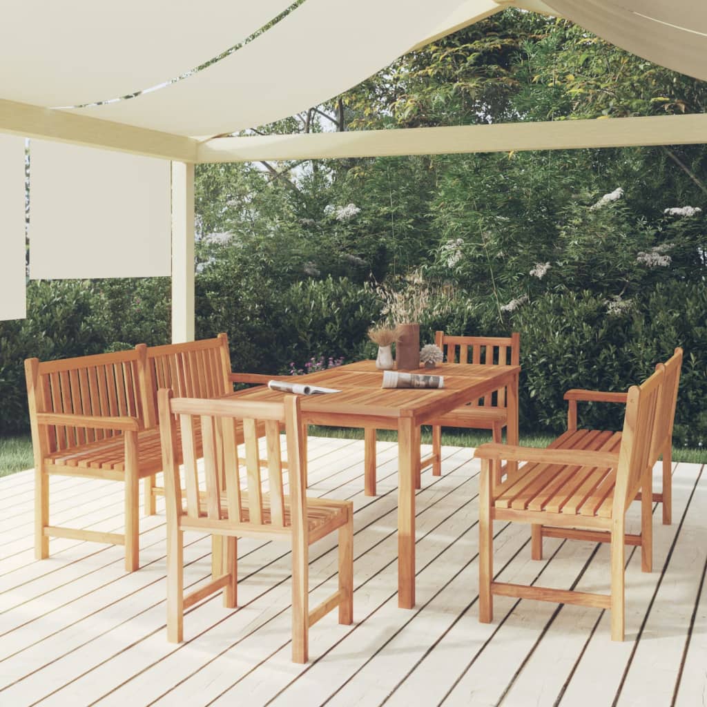 Berkfield 5 Piece Garden Dining Set Solid Wood Teak