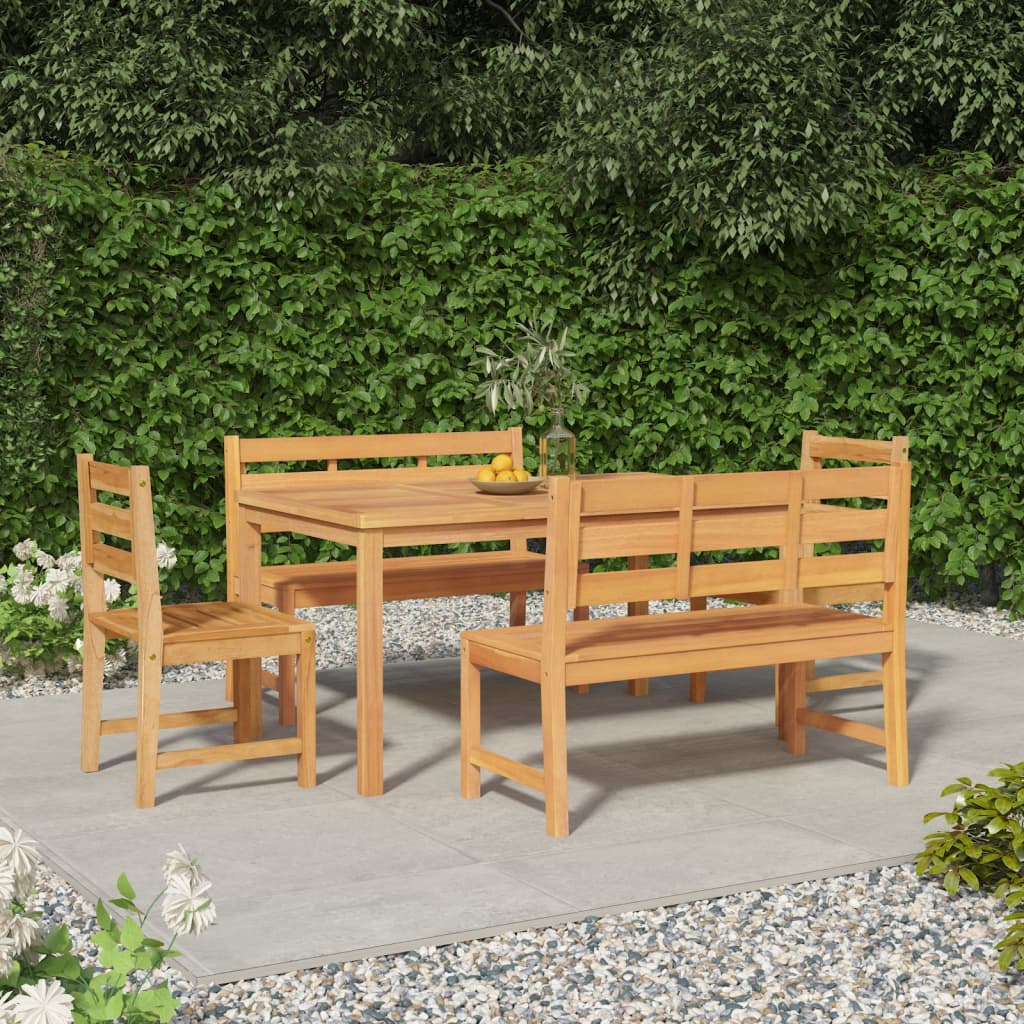 Berkfield 5 Piece Garden Dining Set Solid Wood Teak