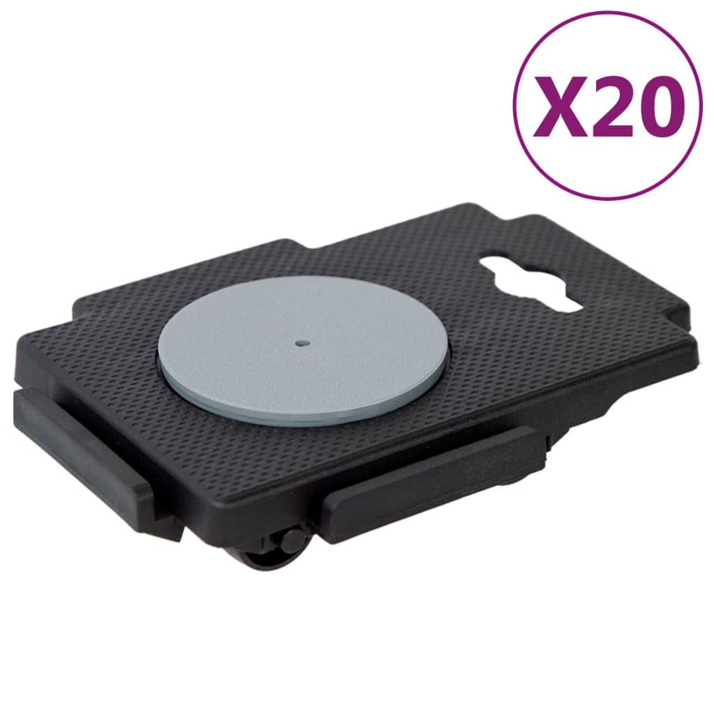 Berkfield Moving Dollies with 8 Wheels 20 pcs Black Polypropylene 150 kg