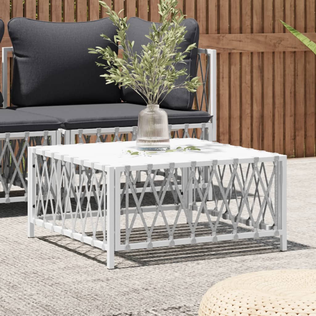 Berkfield Garden Table White 70x70x34 cm Woven Fabric