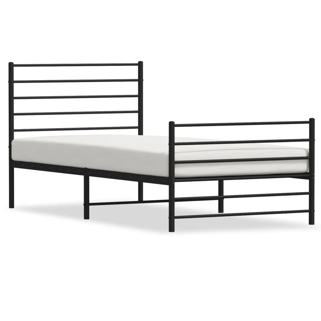 Berkfield Metal Bed Frame with Headboard and Footboard Black 107x203 cm