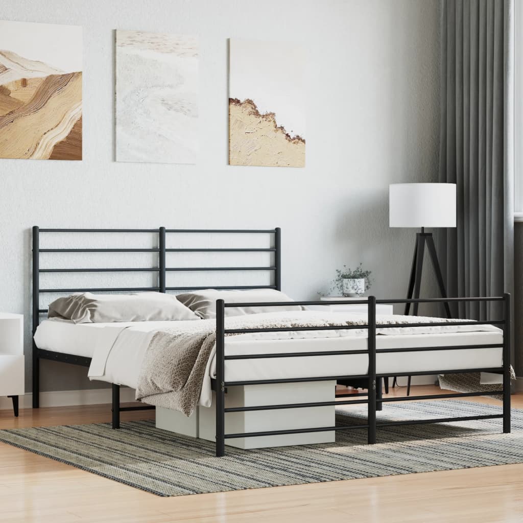 Berkfield Metal Bed Frame with Headboard and Footboard Black 160x200 cm