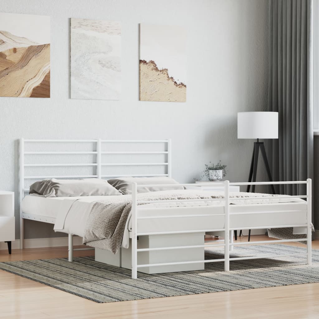 Berkfield Metal Bed Frame with Headboard and Footboard White 140x200 cm