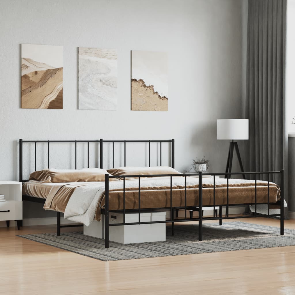 Berkfield Metal Bed Frame with Headboard and Footboard Black 183x213 cm