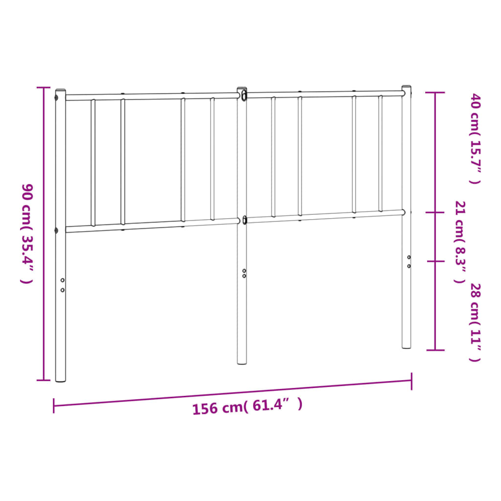Berkfield Metal Headboard Black 150 cm