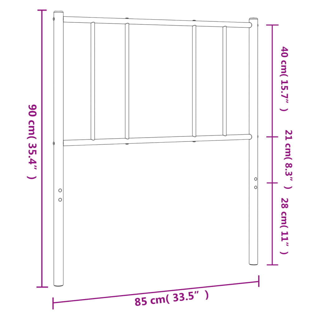 Berkfield Metal Headboard White 80 cm