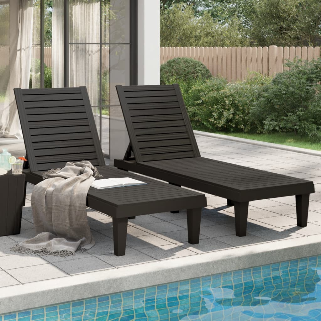 Berkfield Sun Loungers 2 pcs Black 155x58x83 cm Polypropylene