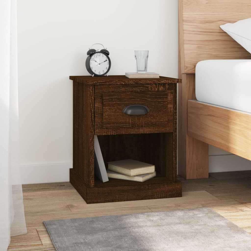 Berkfield Bedside Cabinet Brown Oak 39x39x47.5 cm Engineered Wood
