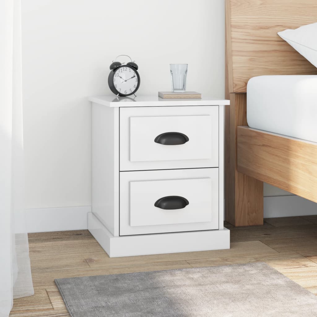 Berkfield Bedside Cabinets 2 pcs High Gloss White 39x39x47.5 cm Engineered Wood