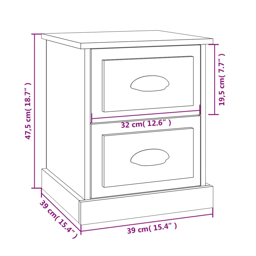 Berkfield Bedside Cabinet Grey Sonoma 39x39x47.5 cm Engineered Wood