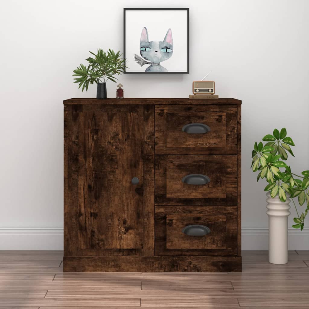 Berkfield Sideboard Smoked Oak 70x35.5x67.5 cm Engineered Wood